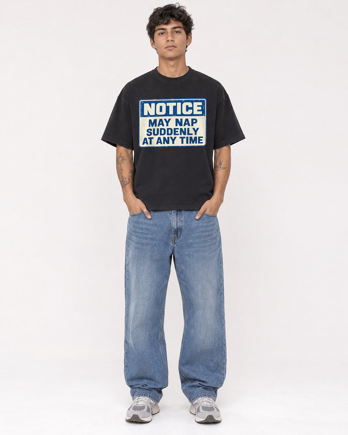 Mockup Boxy Heavyweight Tee Black male full-body 06