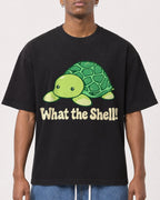 Mockup Boxy Heavyweight Tee Black male close-up 15