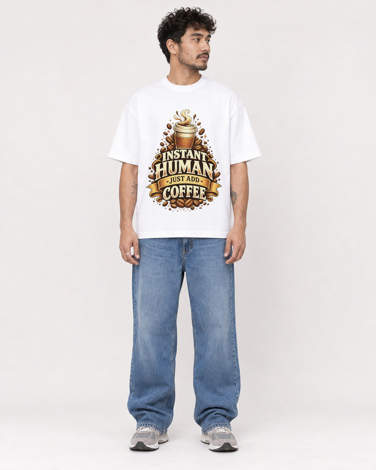 Mockup Boxy Heavyweight Tee White male full-body 42