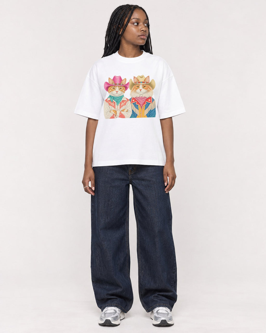 Mockup Boxy Heavyweight Tee White female full-body 04