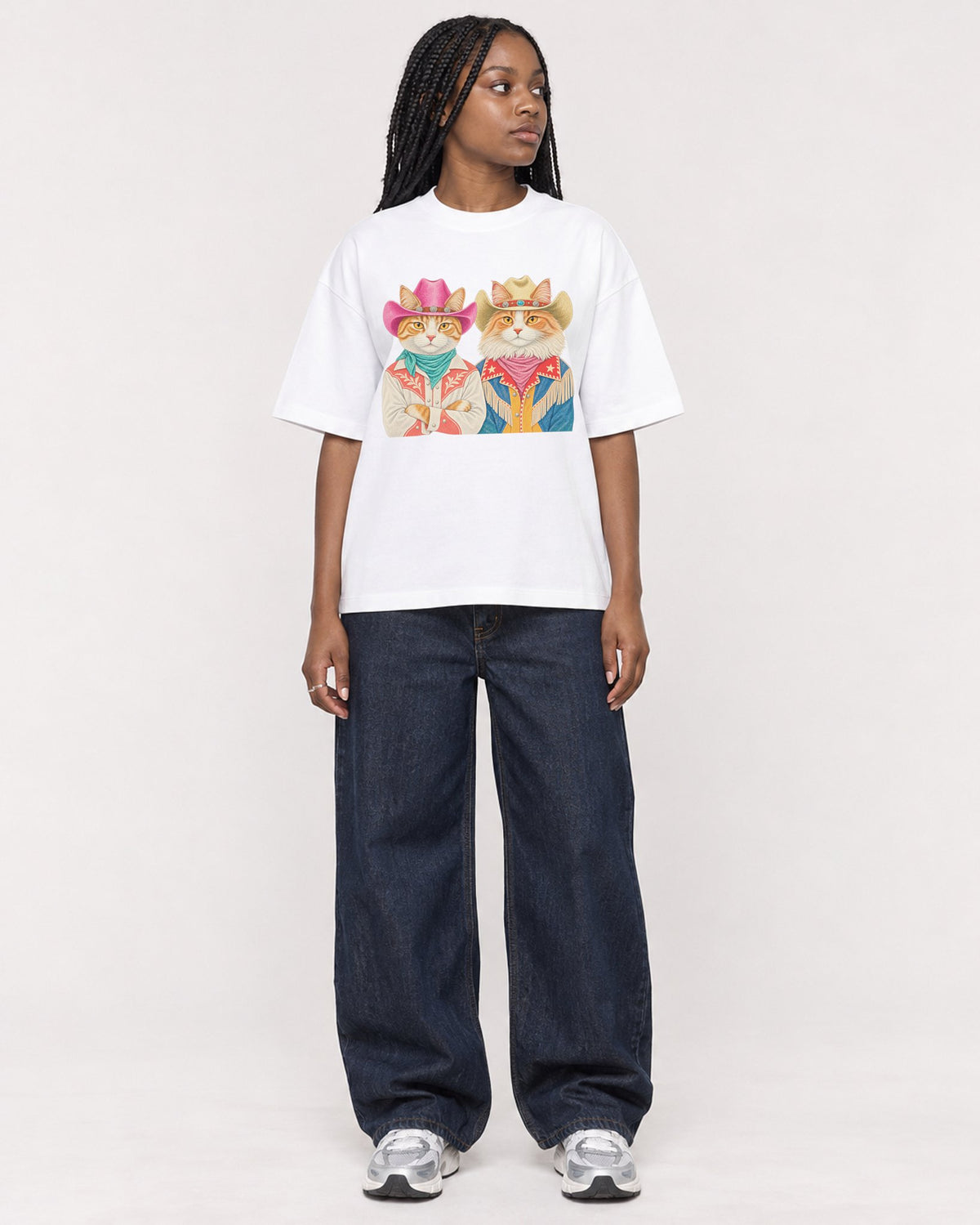Mockup Boxy Heavyweight Tee White female full-body 04