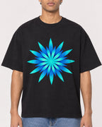 Mockup Boxy Heavyweight Tee Black male close-up 10