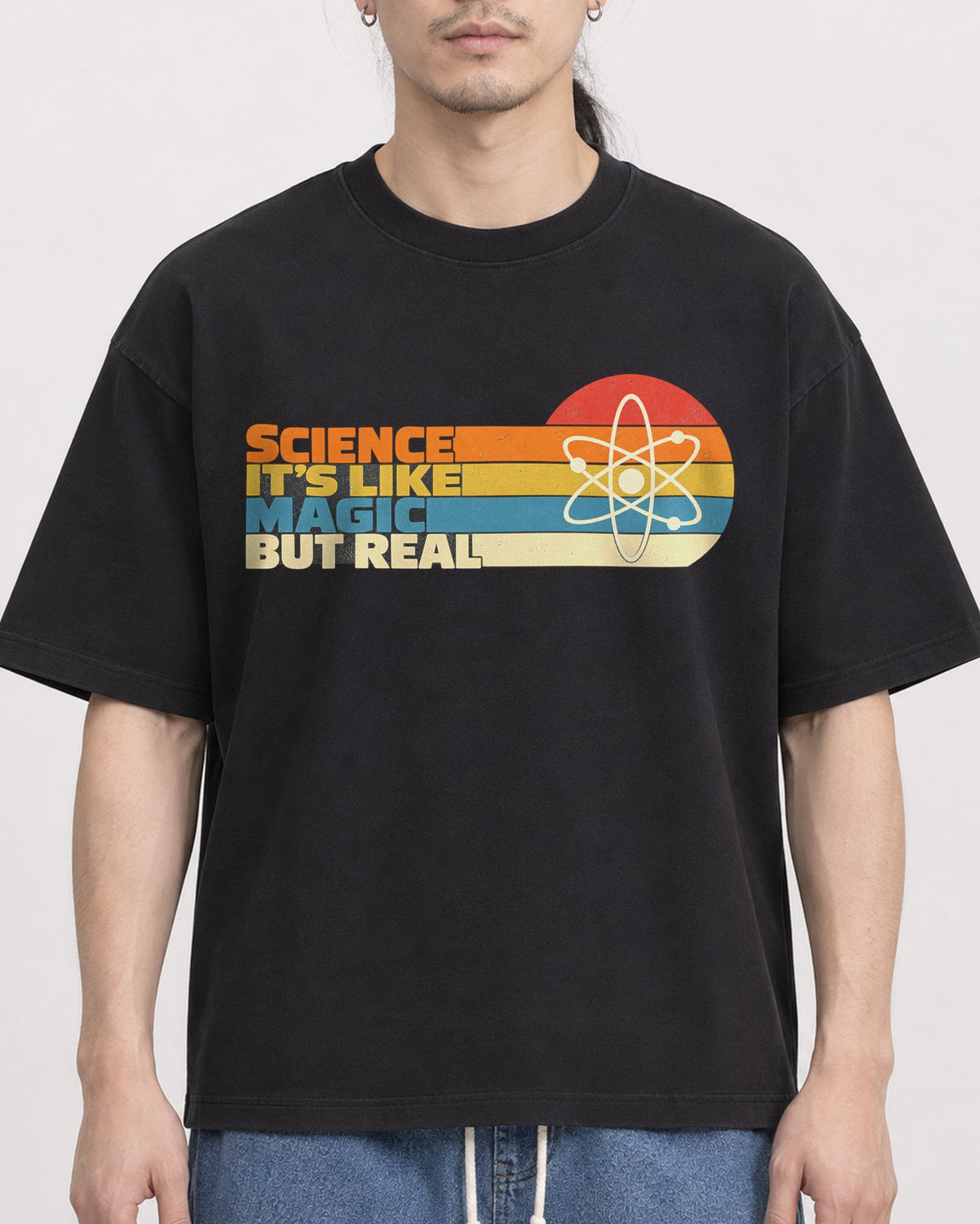 Mockup Boxy Heavyweight Tee Black male close-up 43