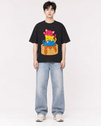 Mockup Boxy Heavyweight Tee Black male full-body 01