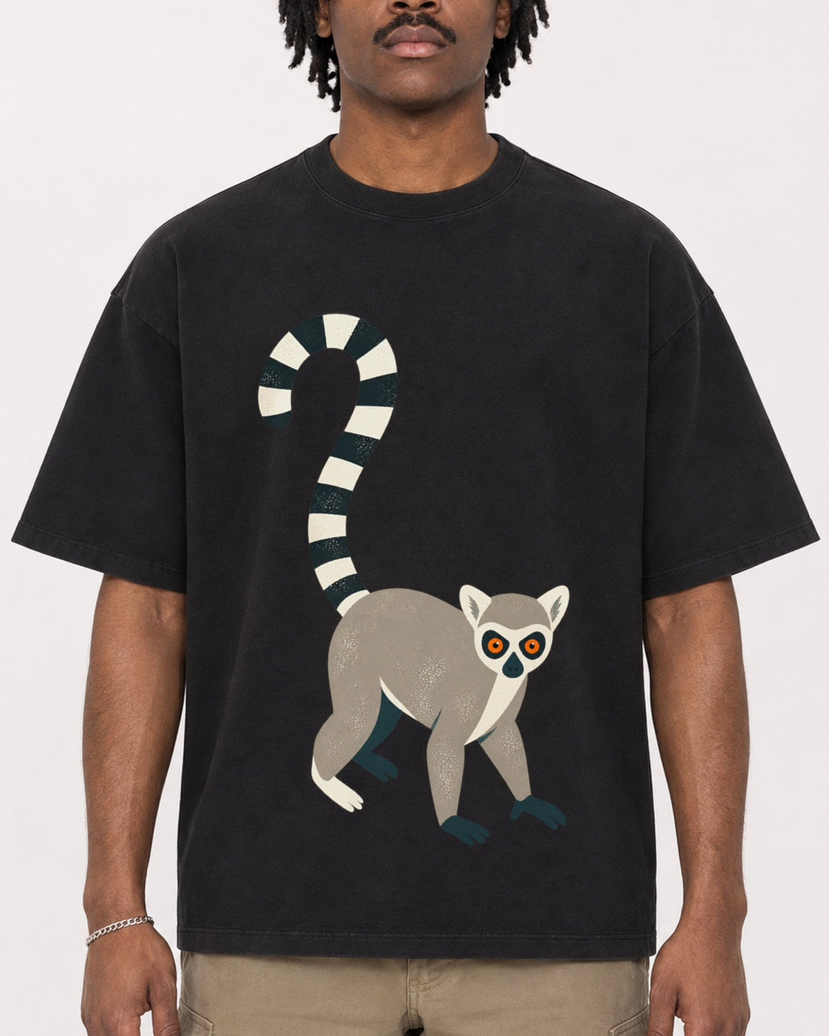 Mockup Boxy Heavyweight Tee Black male close-up 04