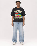 Mockup Boxy Heavyweight Tee Black male full-body 05