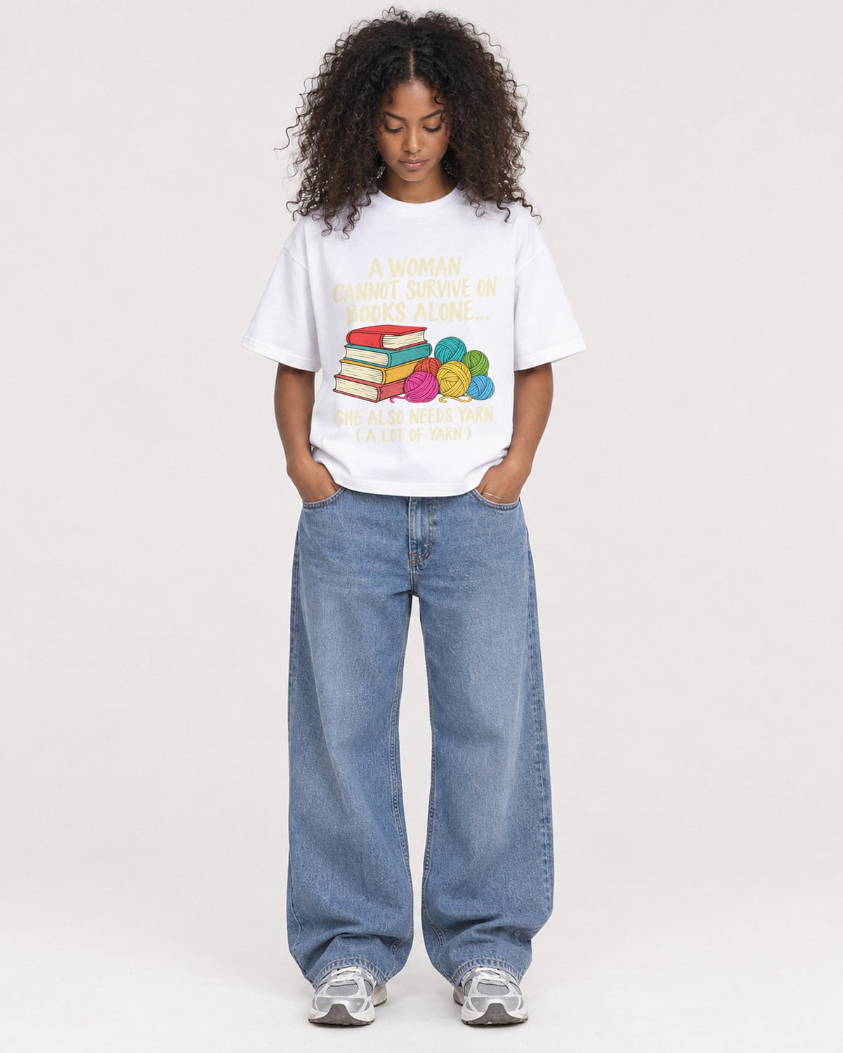 Mockup Boxy Heavyweight Tee White female full-body 05