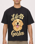 Mockup Boxy Heavyweight Tee Black male close-up 20