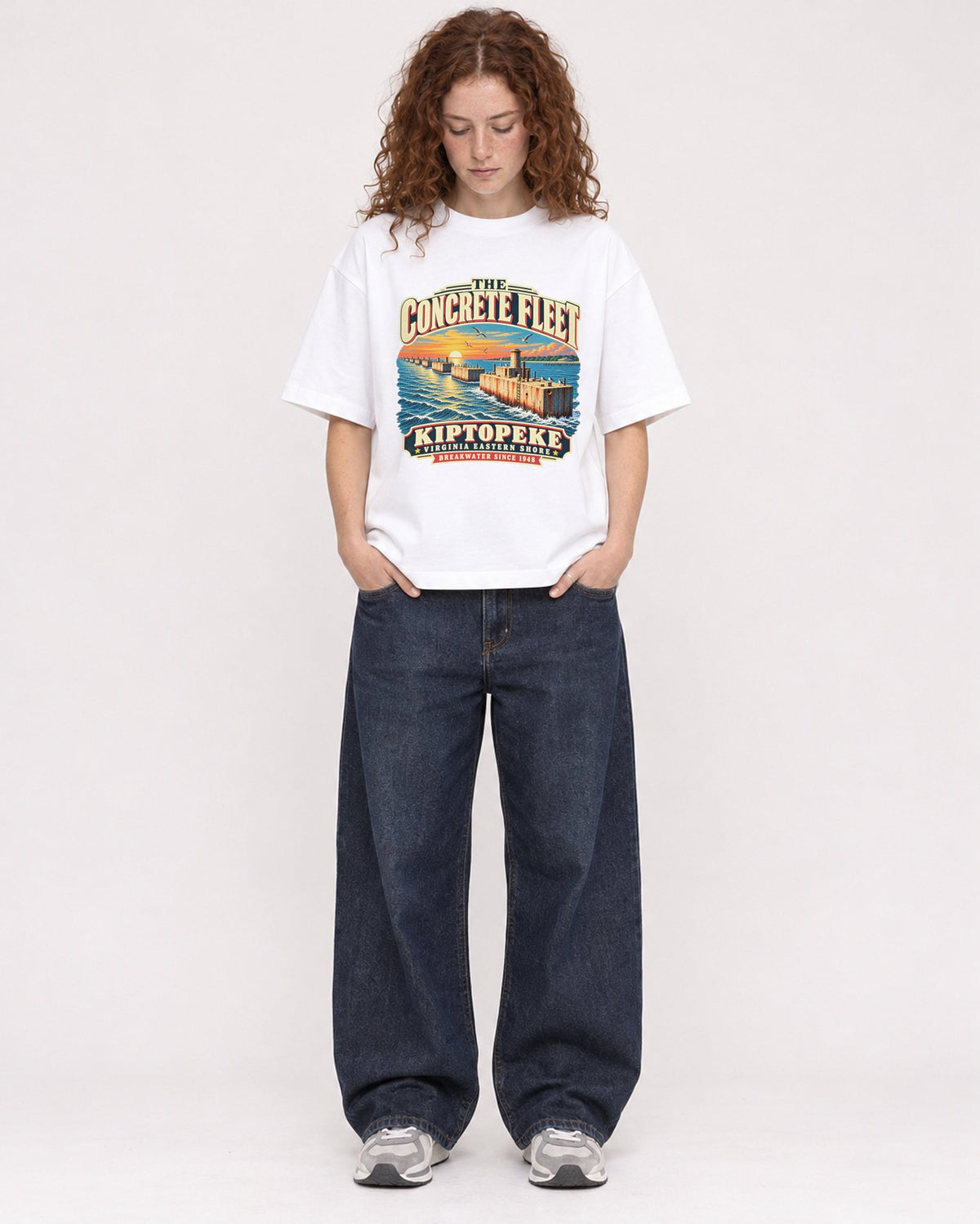 Mockup Boxy Heavyweight Tee White female full-body 09