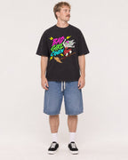 Mockup Boxy Heavyweight Tee Black male full-body 19