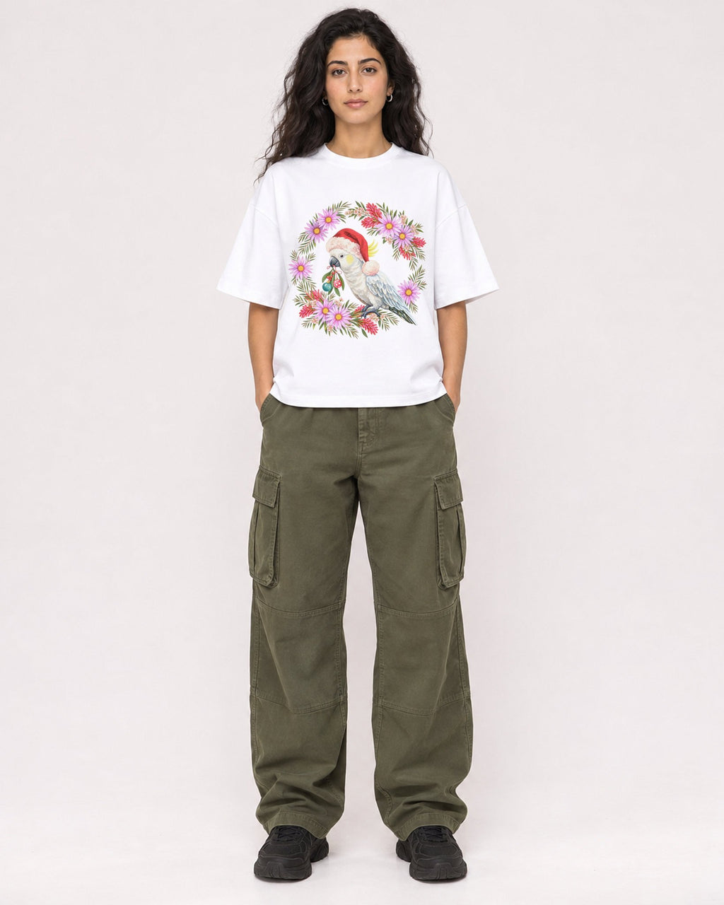 Mockup Boxy Heavyweight Tee White female full-body 07
