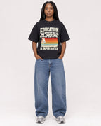 Mockup Boxy Heavyweight Tee Black female full-body 04