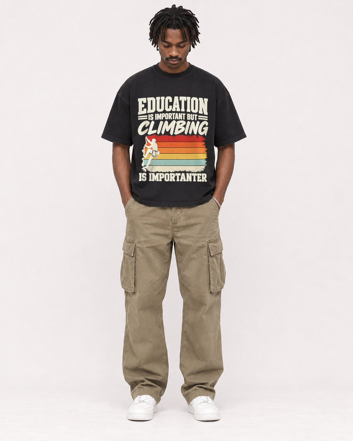 Mockup Boxy Heavyweight Tee Black male full-body 04