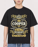 Mockup Boxy Heavyweight Tee Black male close-up 11