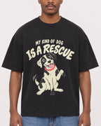 Mockup Boxy Heavyweight Tee Black male close-up 14