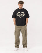 Mockup Boxy Heavyweight Tee Black male full-body 08