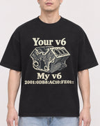 Mockup Boxy Heavyweight Tee Black male close-up 33
