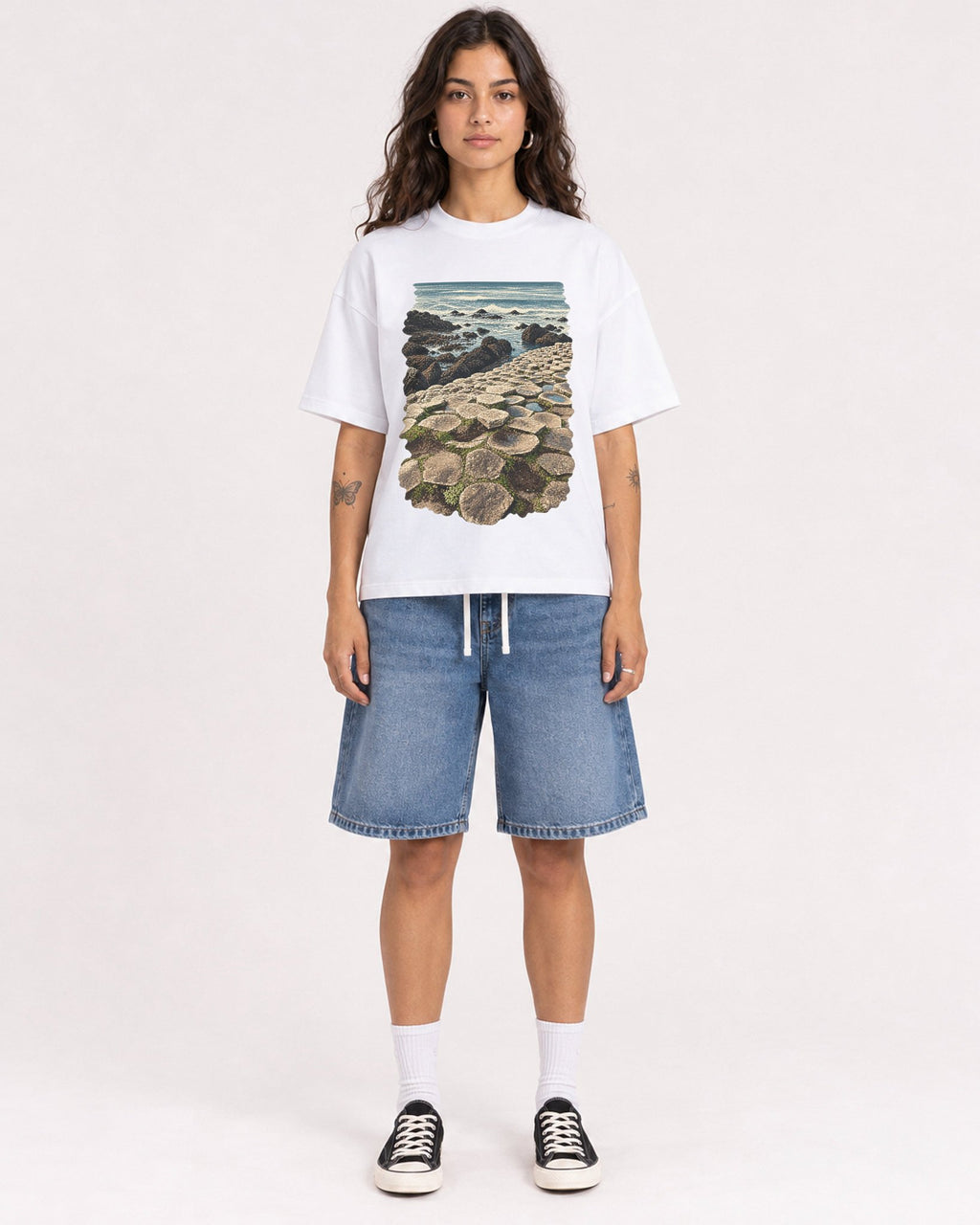 Mockup Boxy Heavyweight Tee White female full-body 06