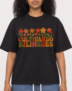 Mockup Boxy Heavyweight Tee Black female close-up 05