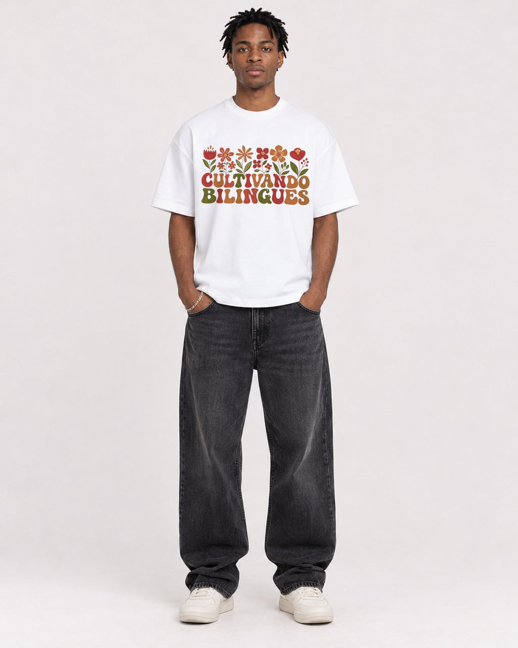Mockup Boxy Heavyweight Tee White male full-body 05