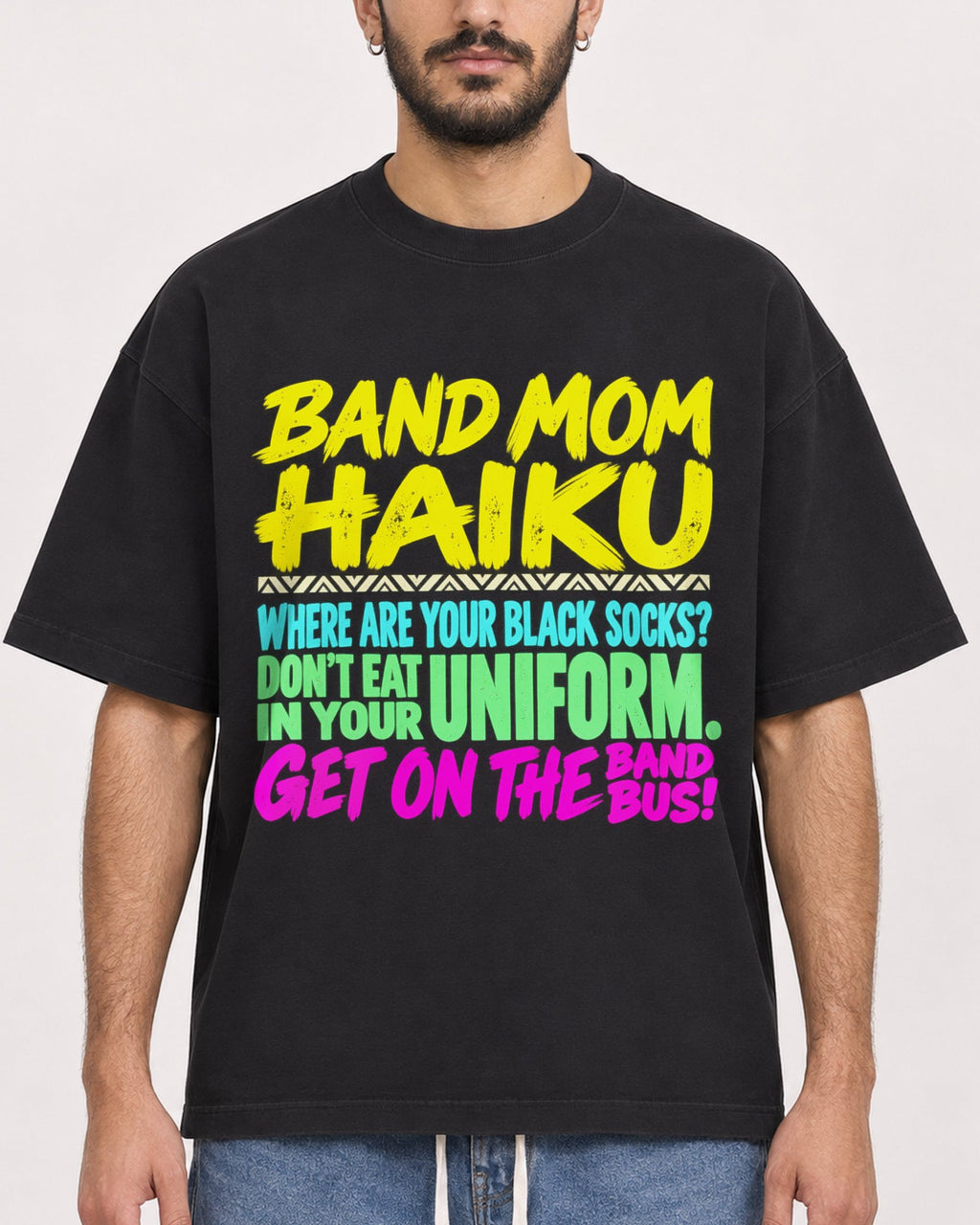 Mockup Boxy Heavyweight Tee Black male close-up 07