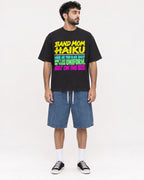 Mockup Boxy Heavyweight Tee Black male full-body 07