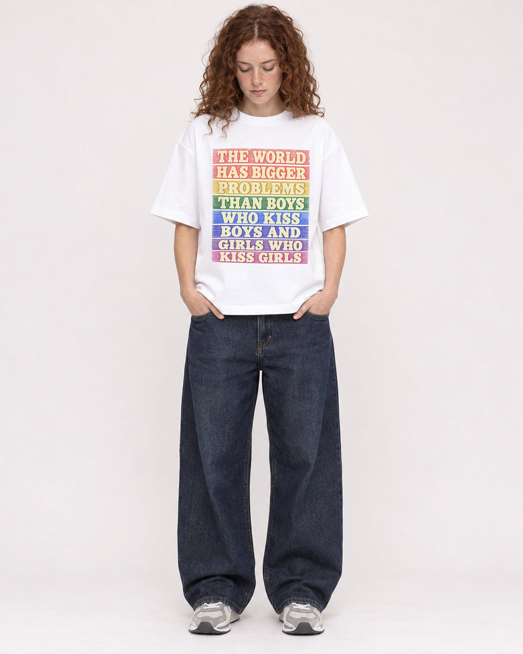 Mockup Boxy Heavyweight Tee White female full-body 09