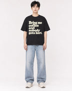 Mockup Boxy Heavyweight Tee Black male full-body 01