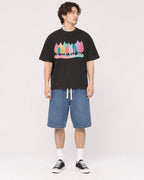 Mockup Boxy Heavyweight Tee Black male full-body 03