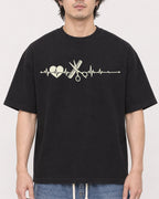 Mockup Boxy Heavyweight Tee Black male close-up 03
