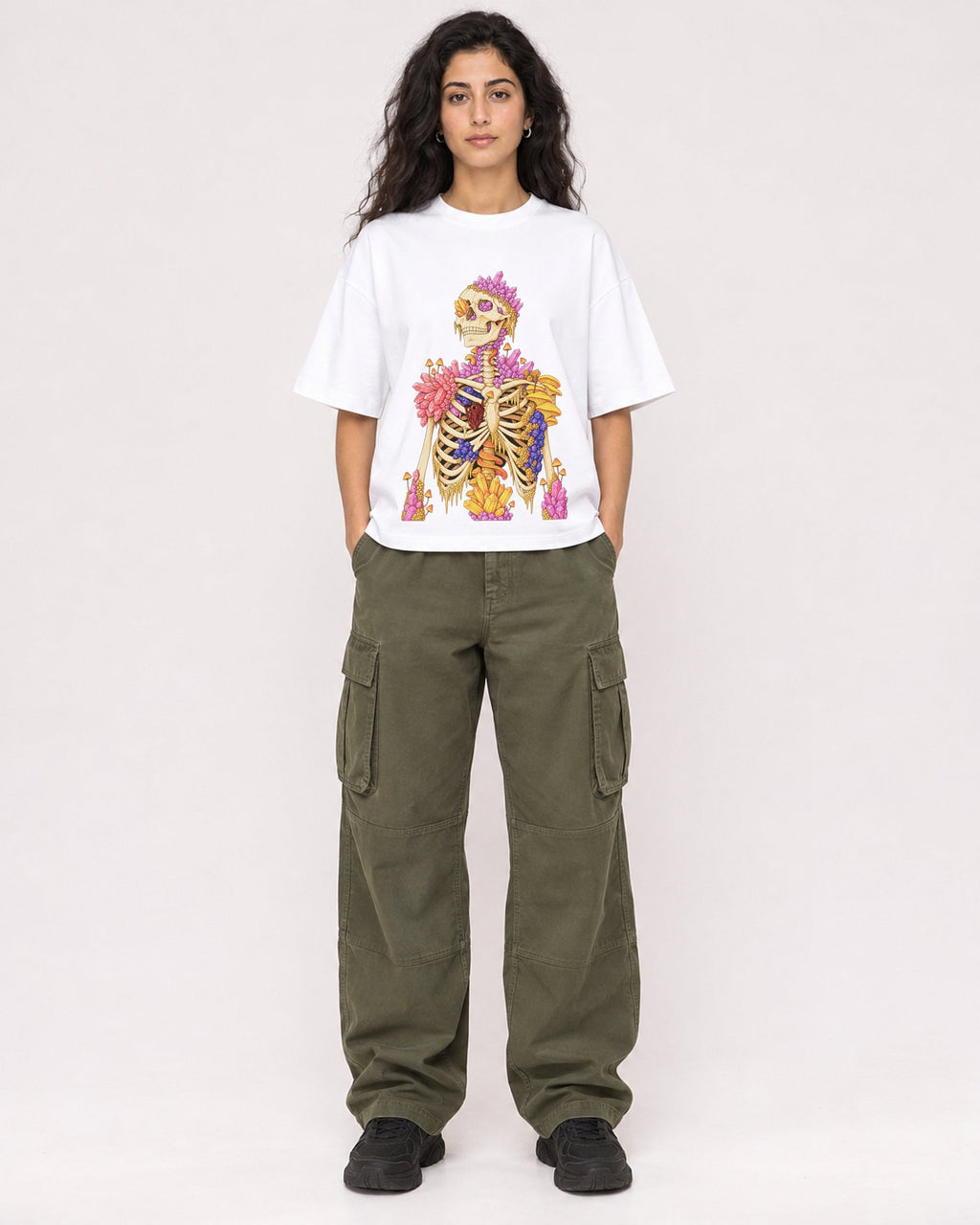 Mockup Boxy Heavyweight Tee White female full-body 07
