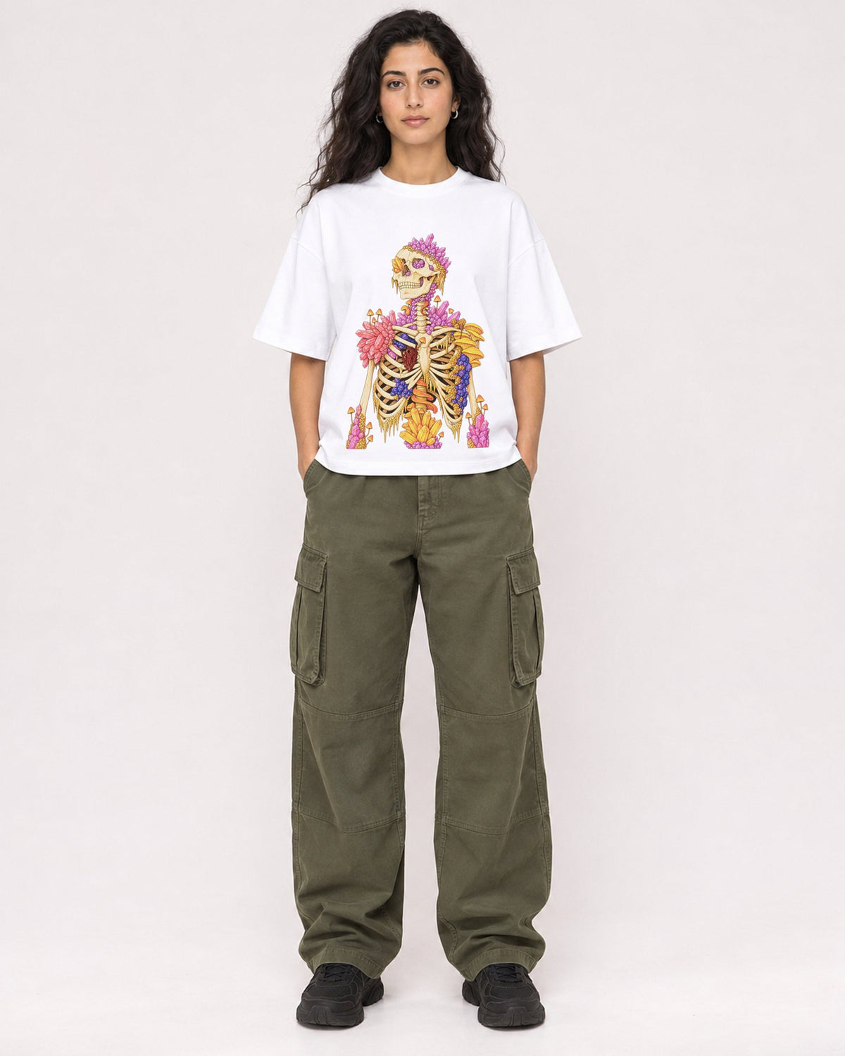 Mockup Boxy Heavyweight Tee White female full-body 07