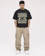 Mockup Boxy Heavyweight Tee Black male full-body 12