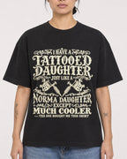 Mockup Boxy Heavyweight Tee Black female close-up 12