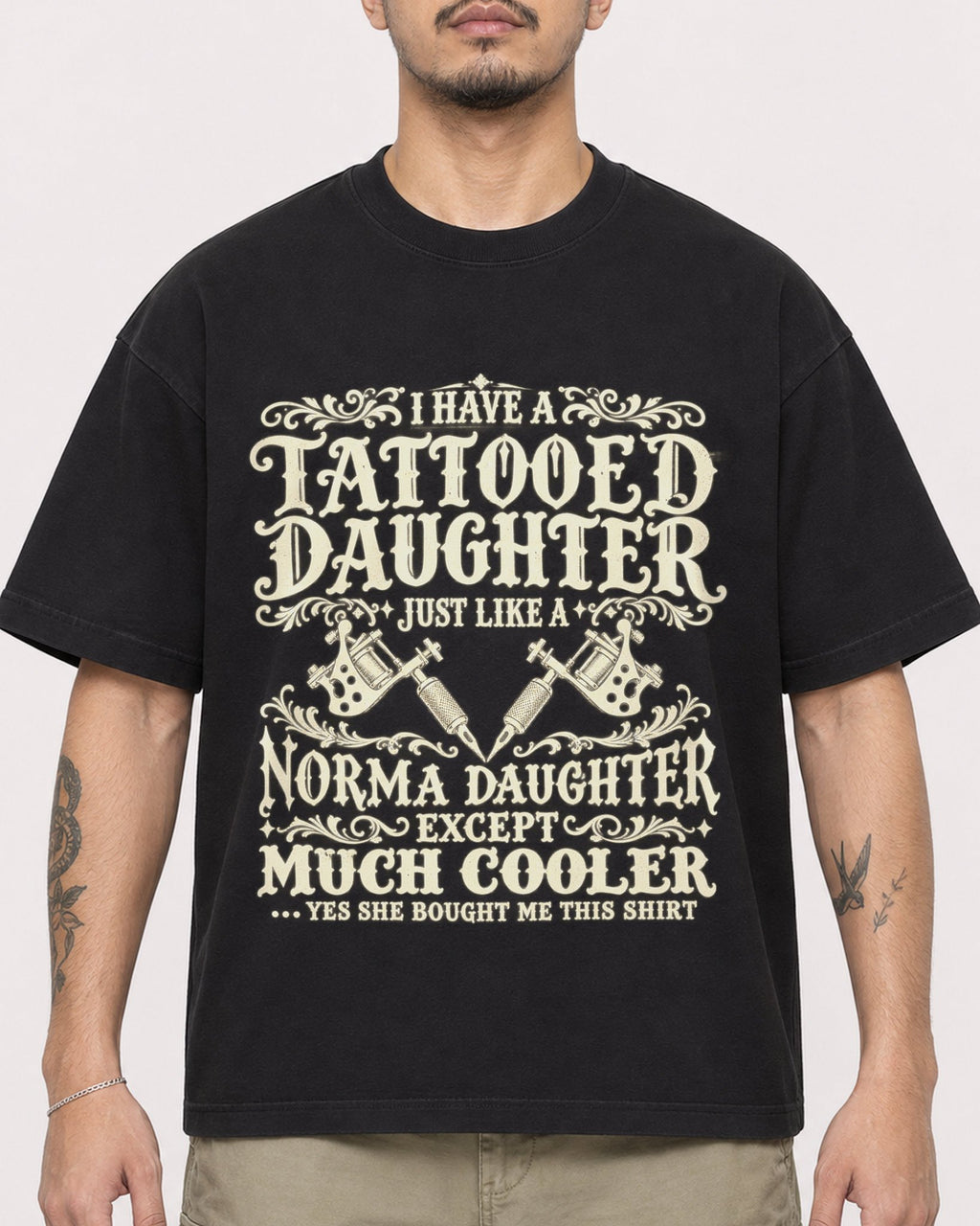 Mockup Boxy Heavyweight Tee Black male close-up 12