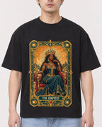 Mockup Boxy Heavyweight Tee Black male close-up 13
