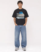 Mockup Boxy Heavyweight Tee Black male full-body 06