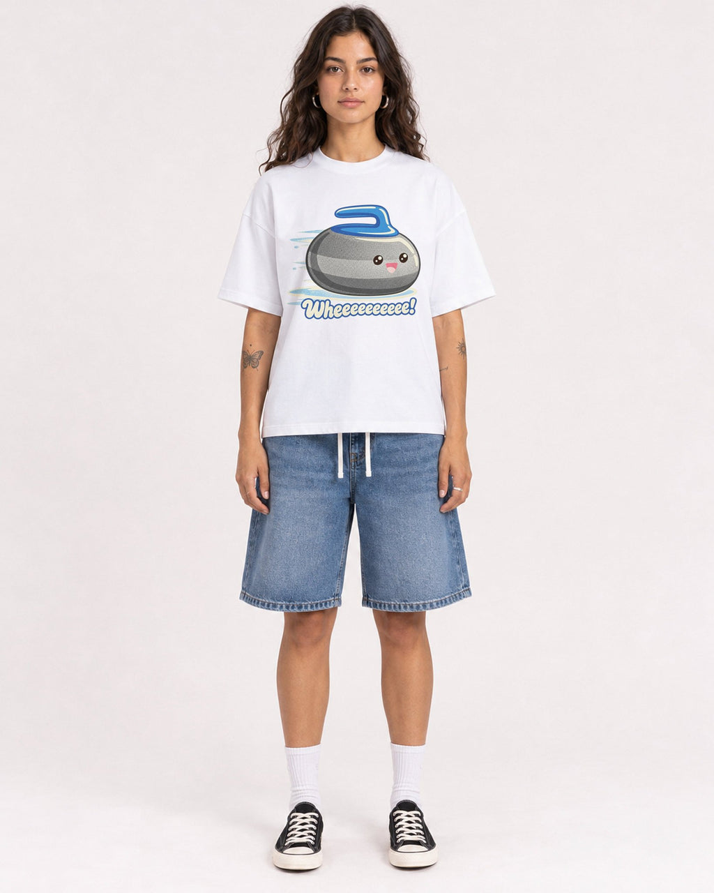 Mockup Boxy Heavyweight Tee White female full-body 06