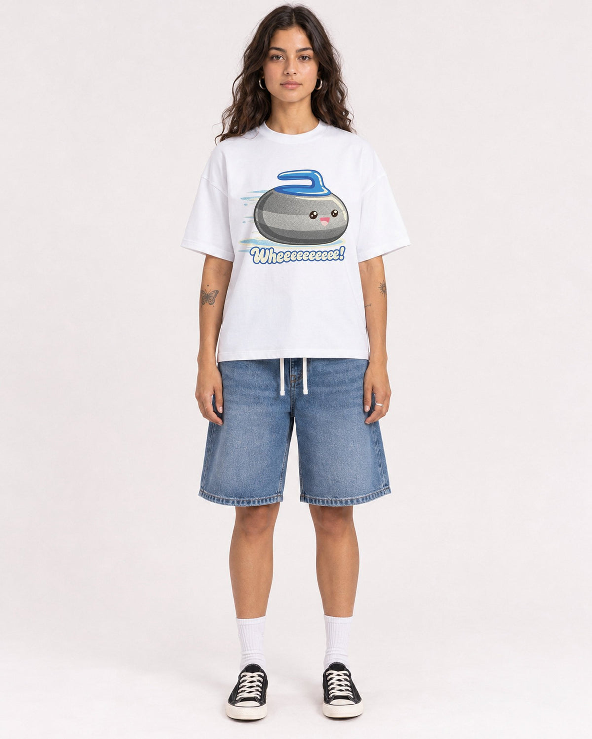 Mockup Boxy Heavyweight Tee White female full-body 06