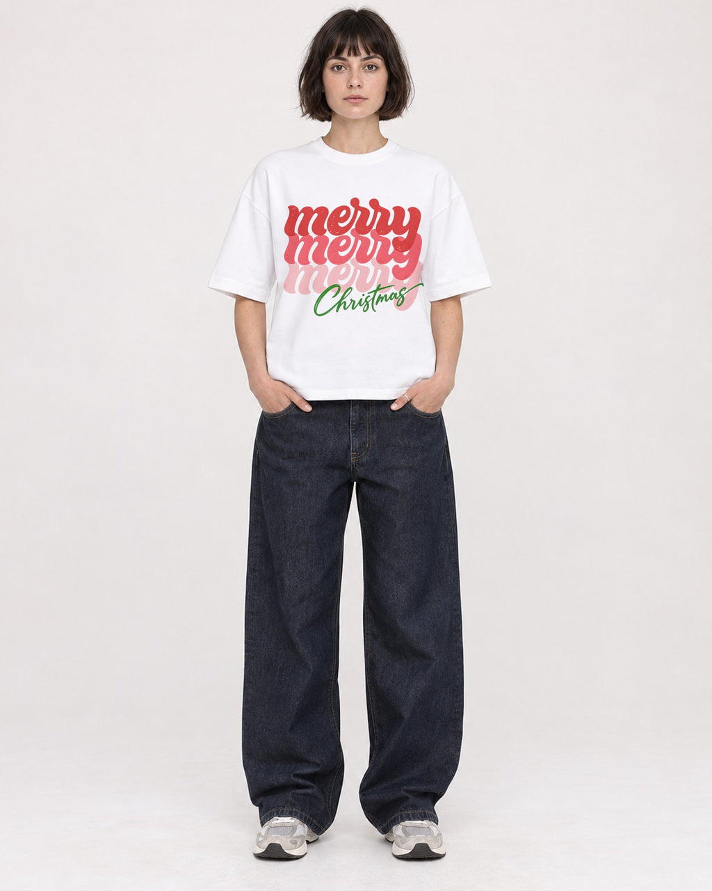 Mockup Boxy Heavyweight Tee White female full-body 39