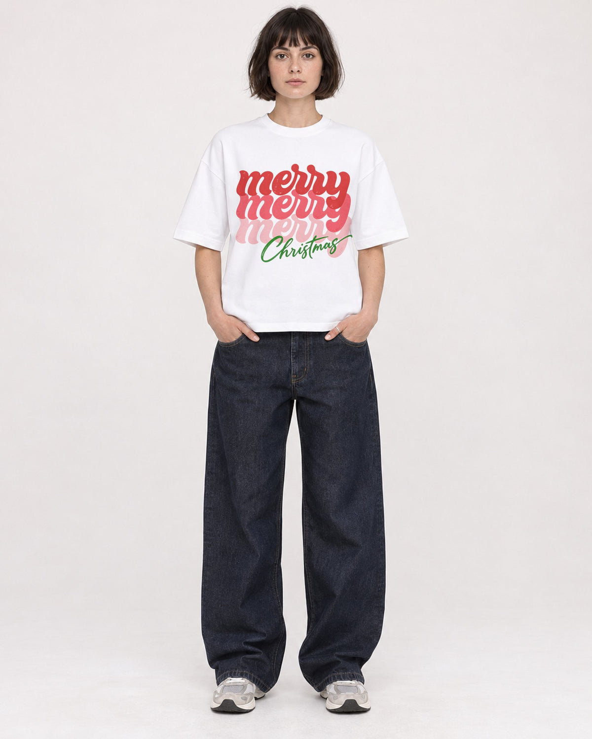 Mockup Boxy Heavyweight Tee White female full-body 39