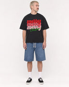 Mockup Boxy Heavyweight Tee Black male full-body 39