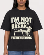 Mockup Boxy Heavyweight Tee Black female close-up 04