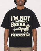 Mockup Boxy Heavyweight Tee Black male close-up 04