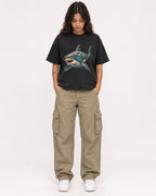 Mockup Boxy Heavyweight Tee Black female full-body 06