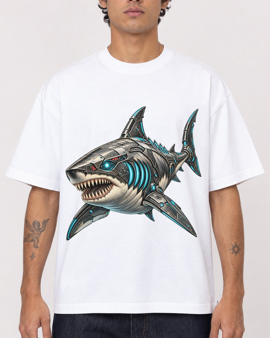 Mockup Boxy Heavyweight Tee White male close-up 06