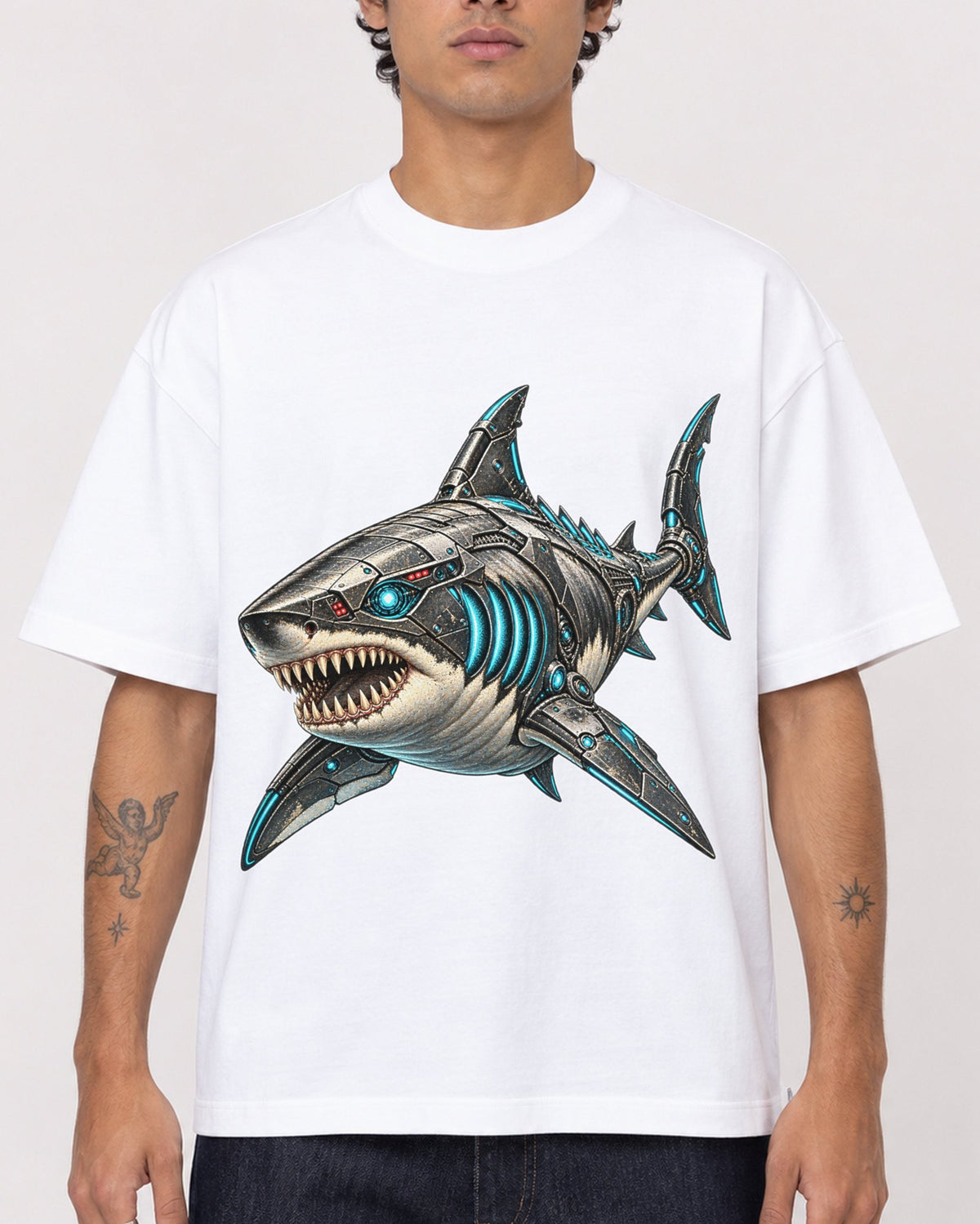 Mockup Boxy Heavyweight Tee White male close-up 06