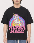 Mockup Boxy Heavyweight Tee Black male close-up 03