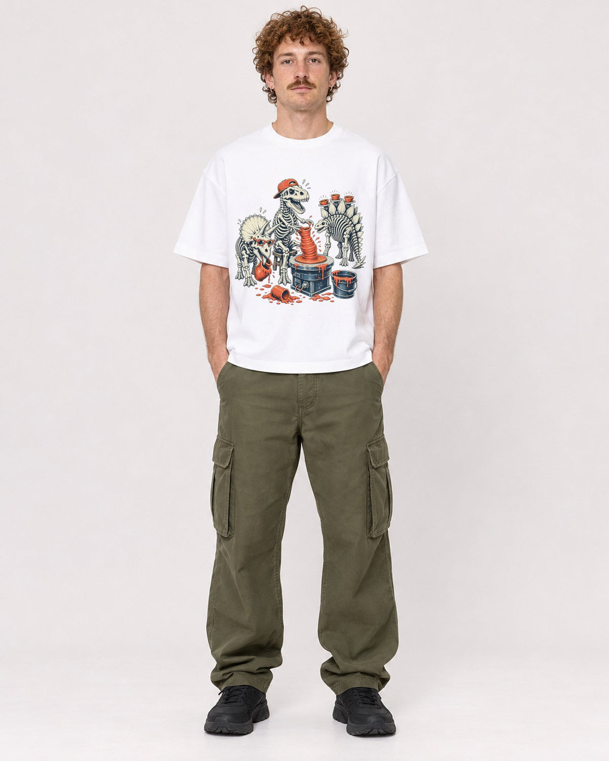 Mockup Boxy Heavyweight Tee White male full-body 09