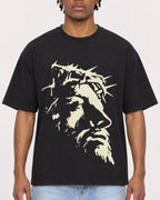 Mockup Boxy Heavyweight Tee Black male close-up 05